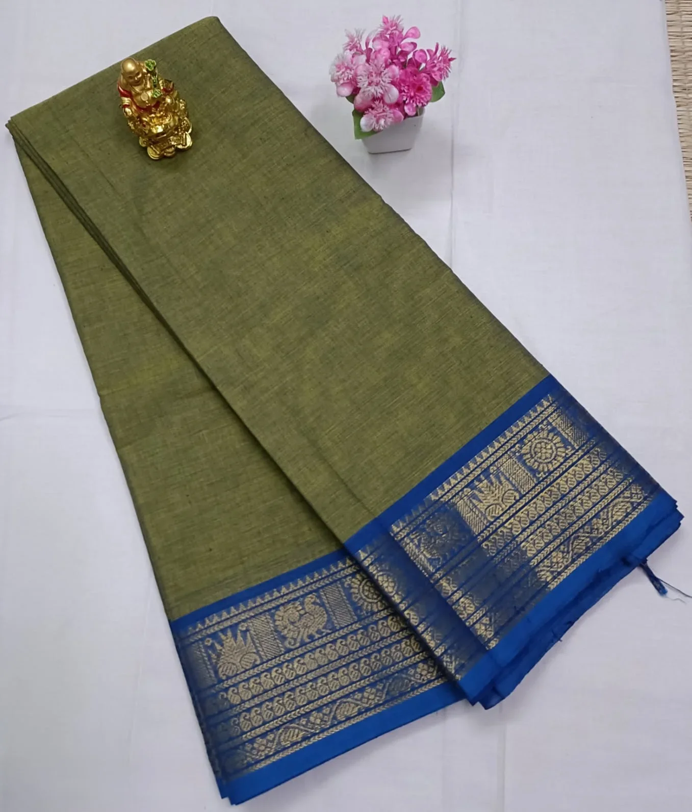 Temple Border Kanchi Cotton Zari Border Saree